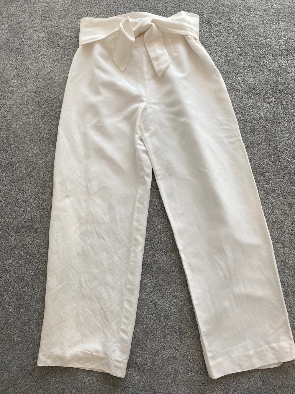 Beautiful Linen Blend White Pants w/ Attached
Tie Belt, Lined, Size 6 - Picture 5 of 7